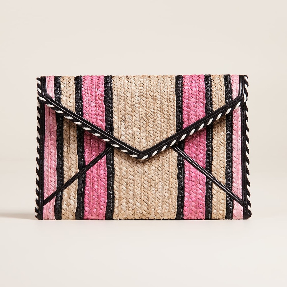 Rebecca Minkoff straw Leo clutch